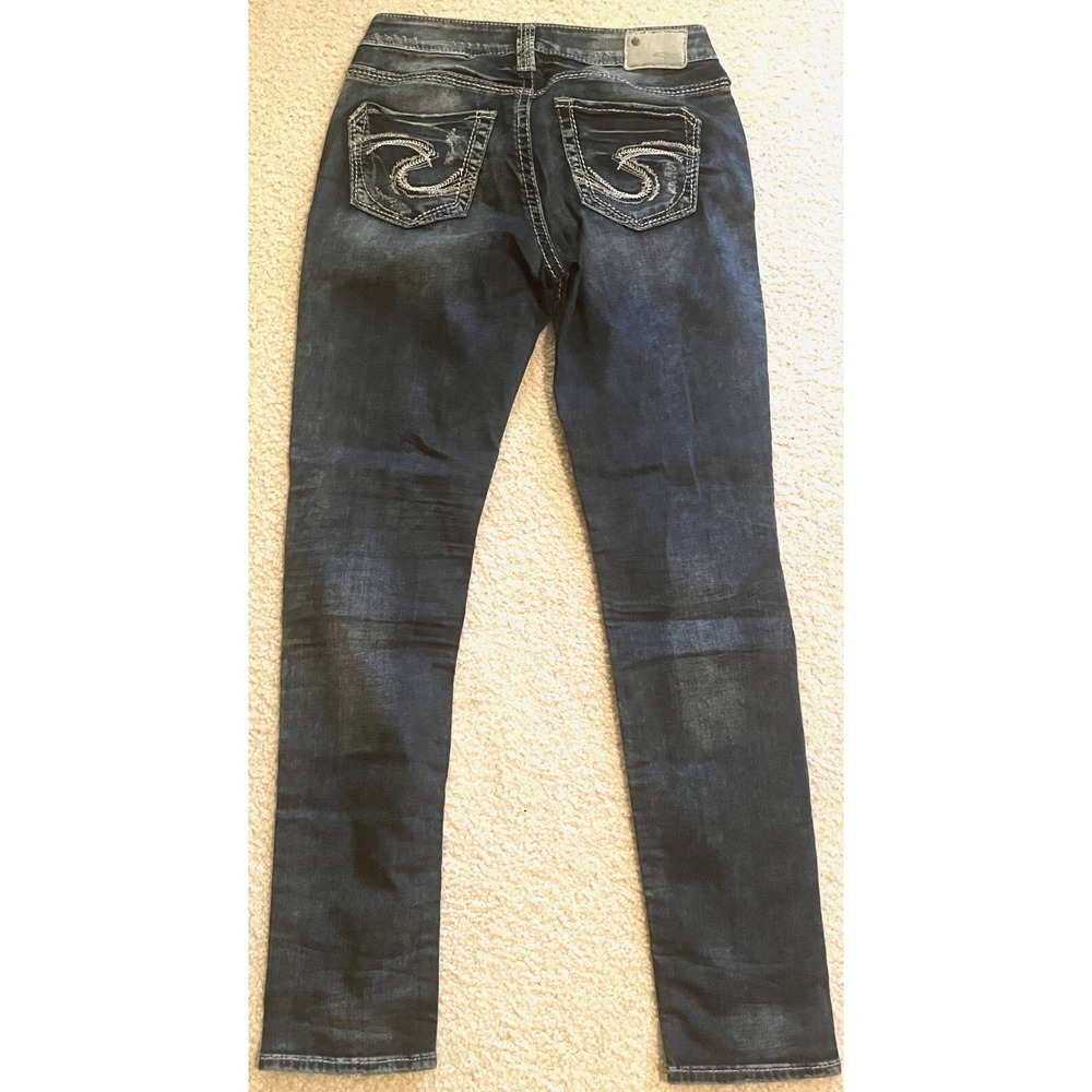New Silver Jeans SUKI High Rise Pencil Skinny Destroyed Denim Pants Women 29/31